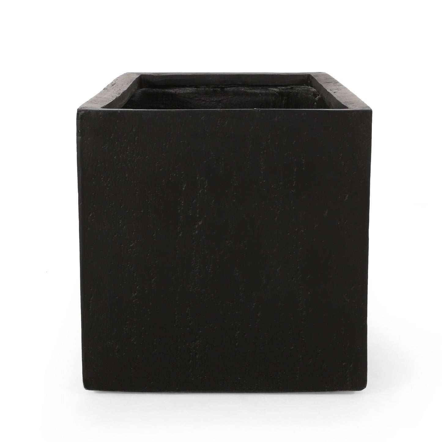 Black square planter on a white background