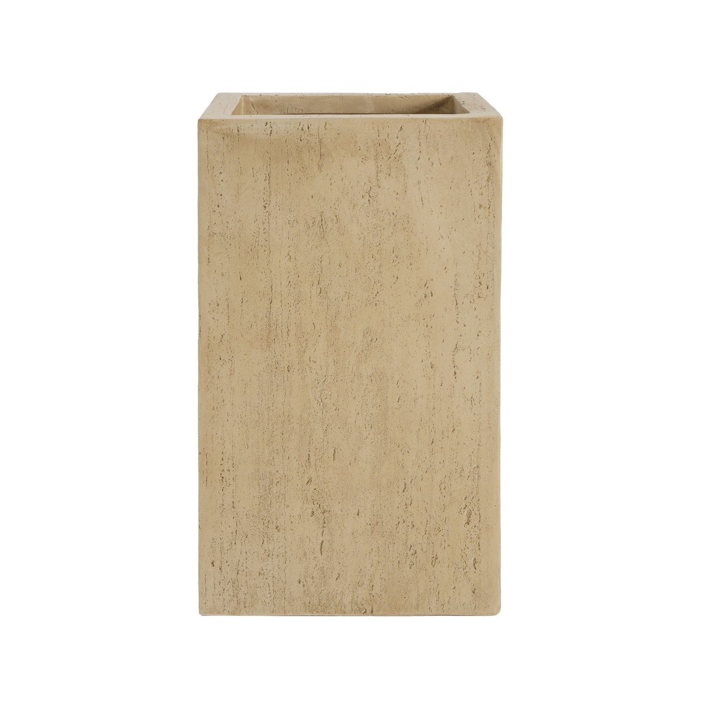Beige rectangular planter on a white background