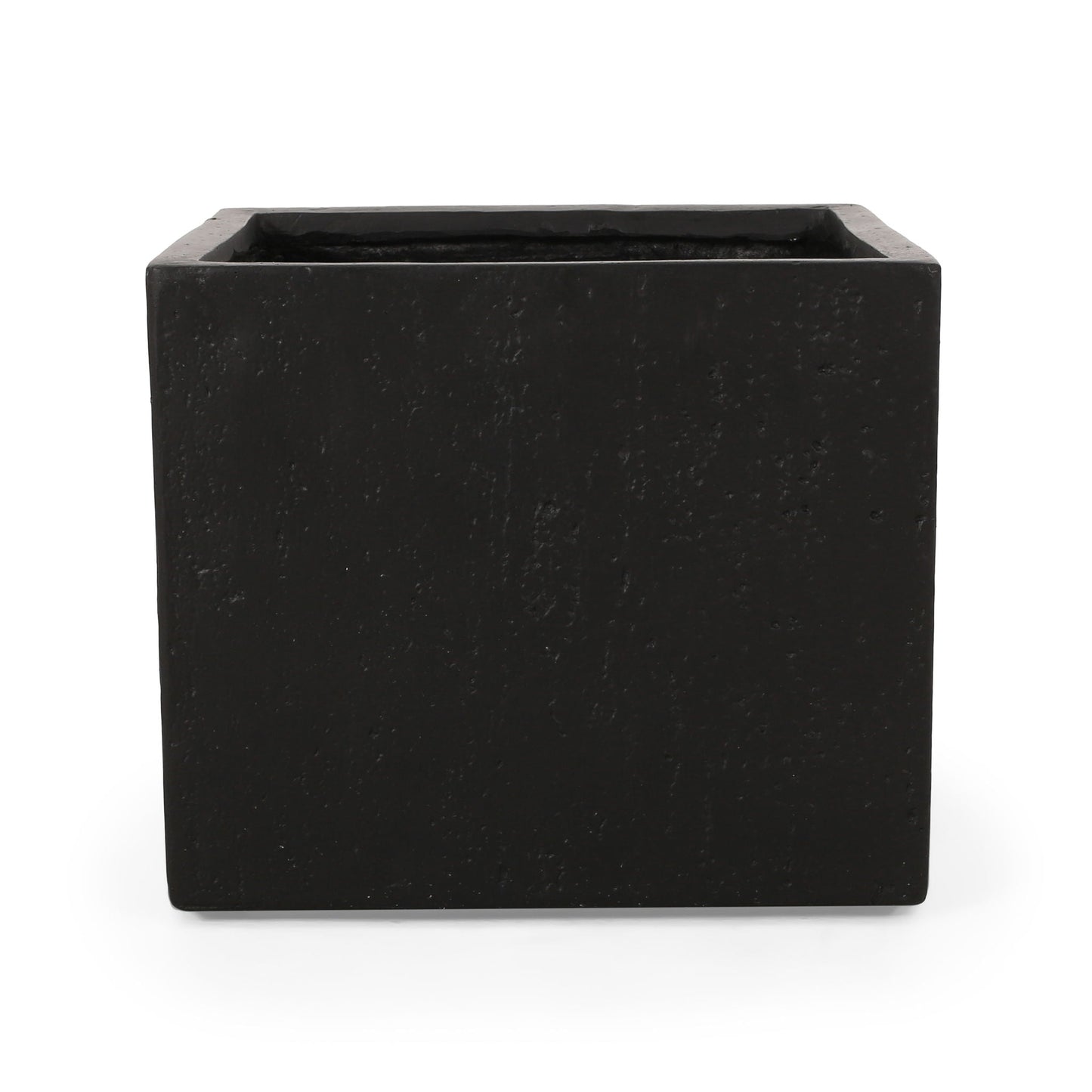 Black square planter on a white background