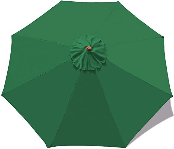Green patio umbrella on a white background