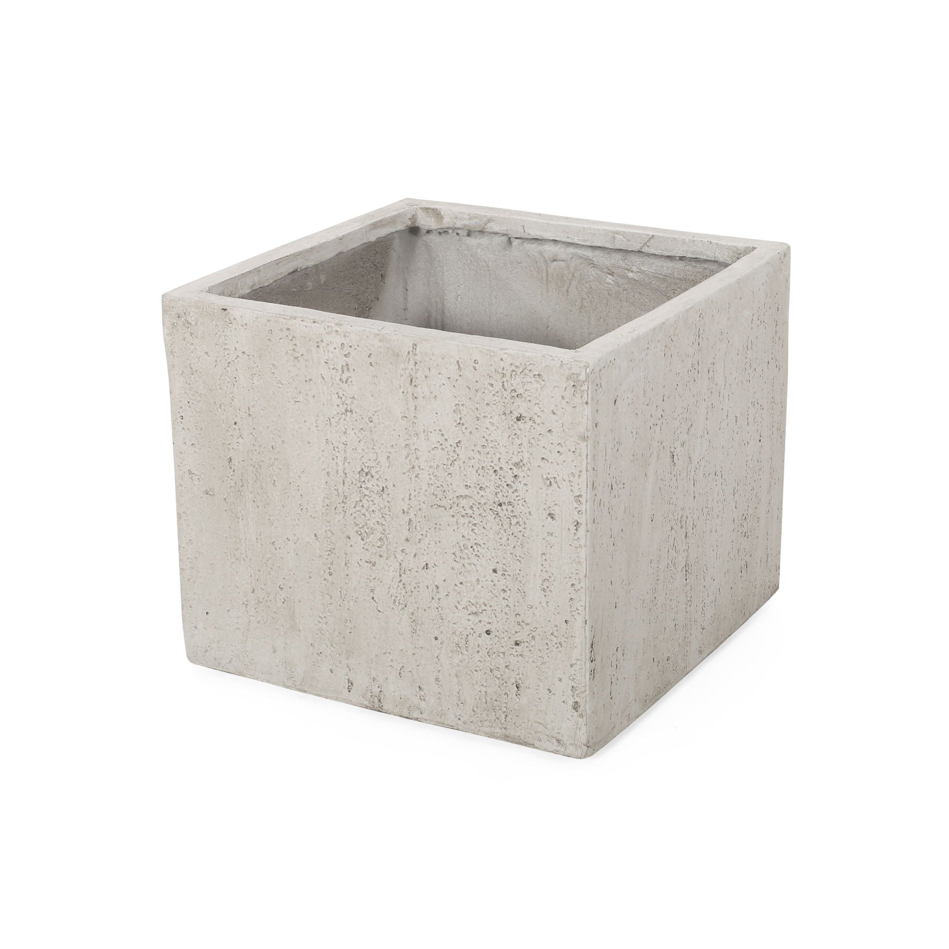 Square concrete planter on a white background