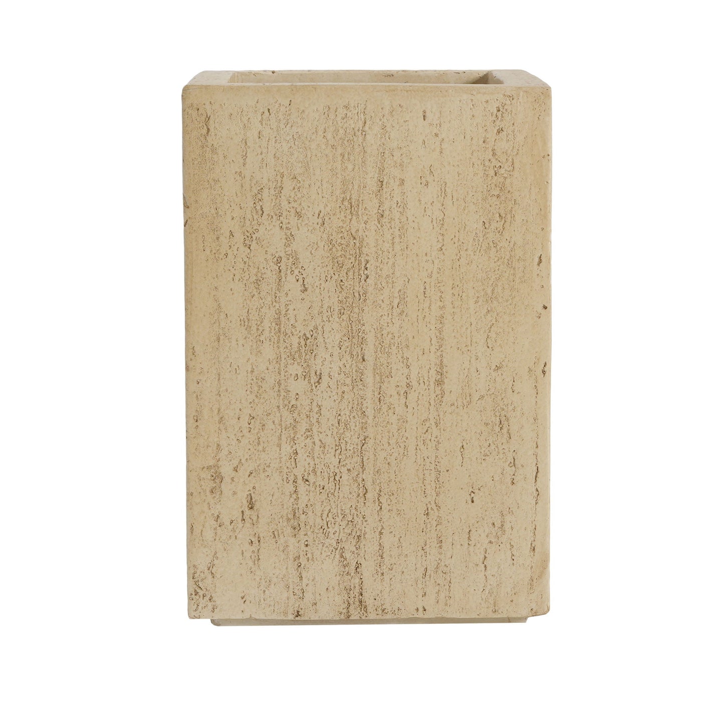 Beige rectangular planter on a white background