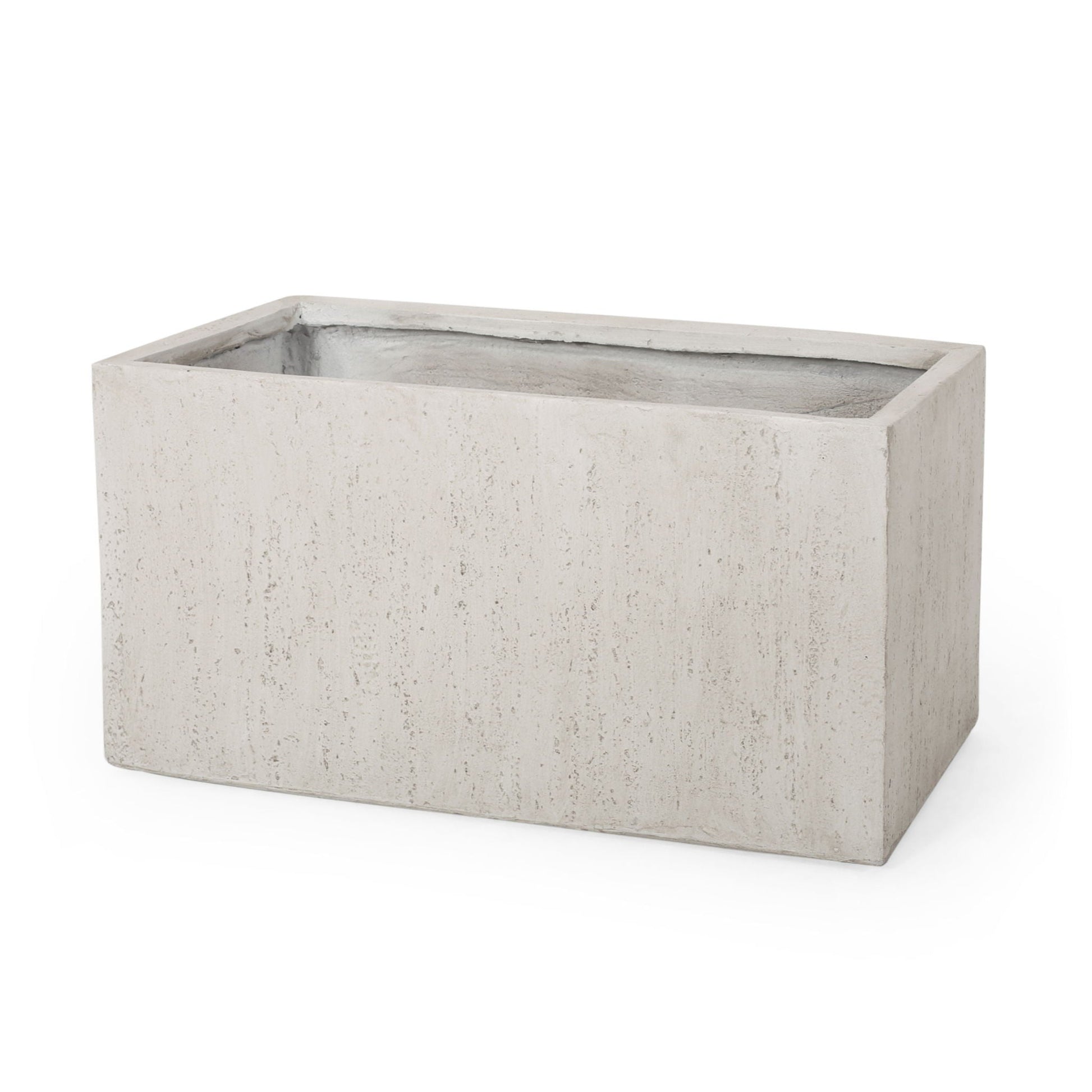 Rectangular concrete planter on a white background