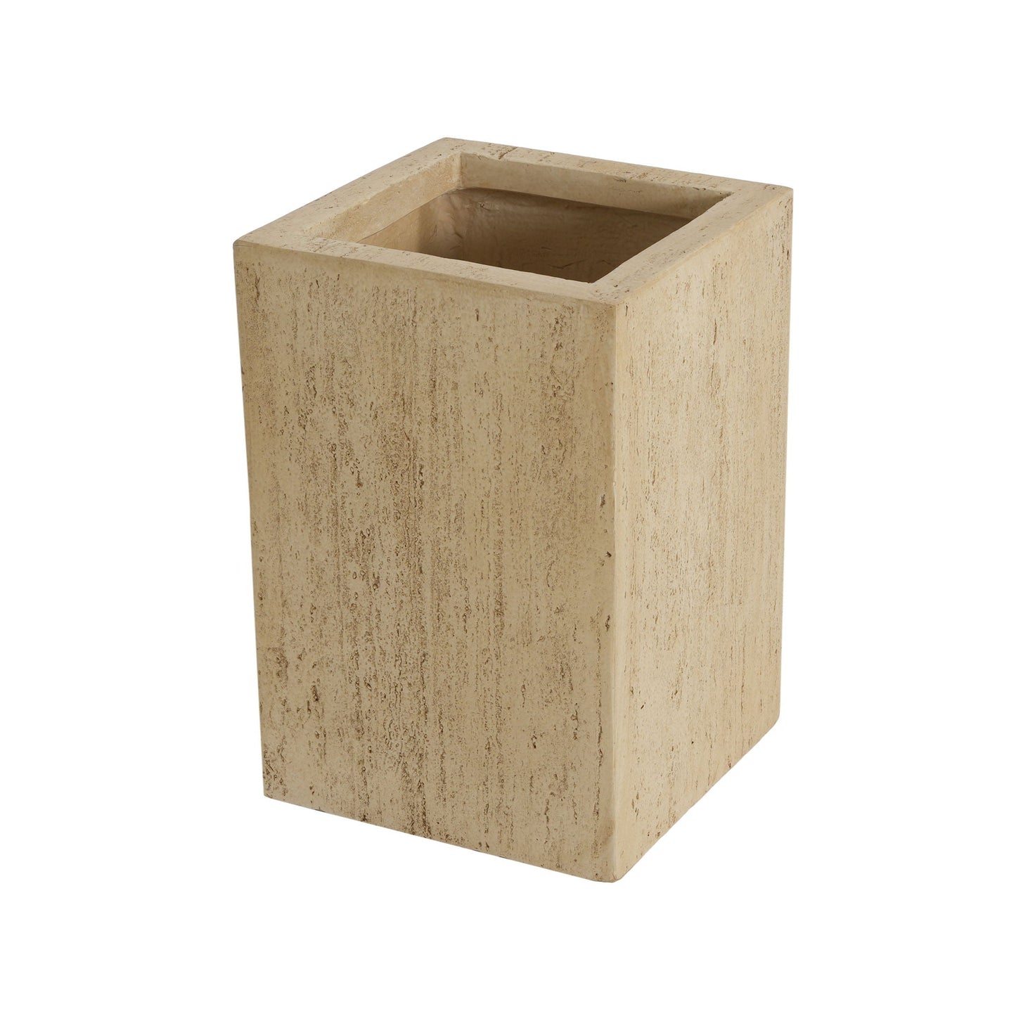 Beige rectangular planter on a white background