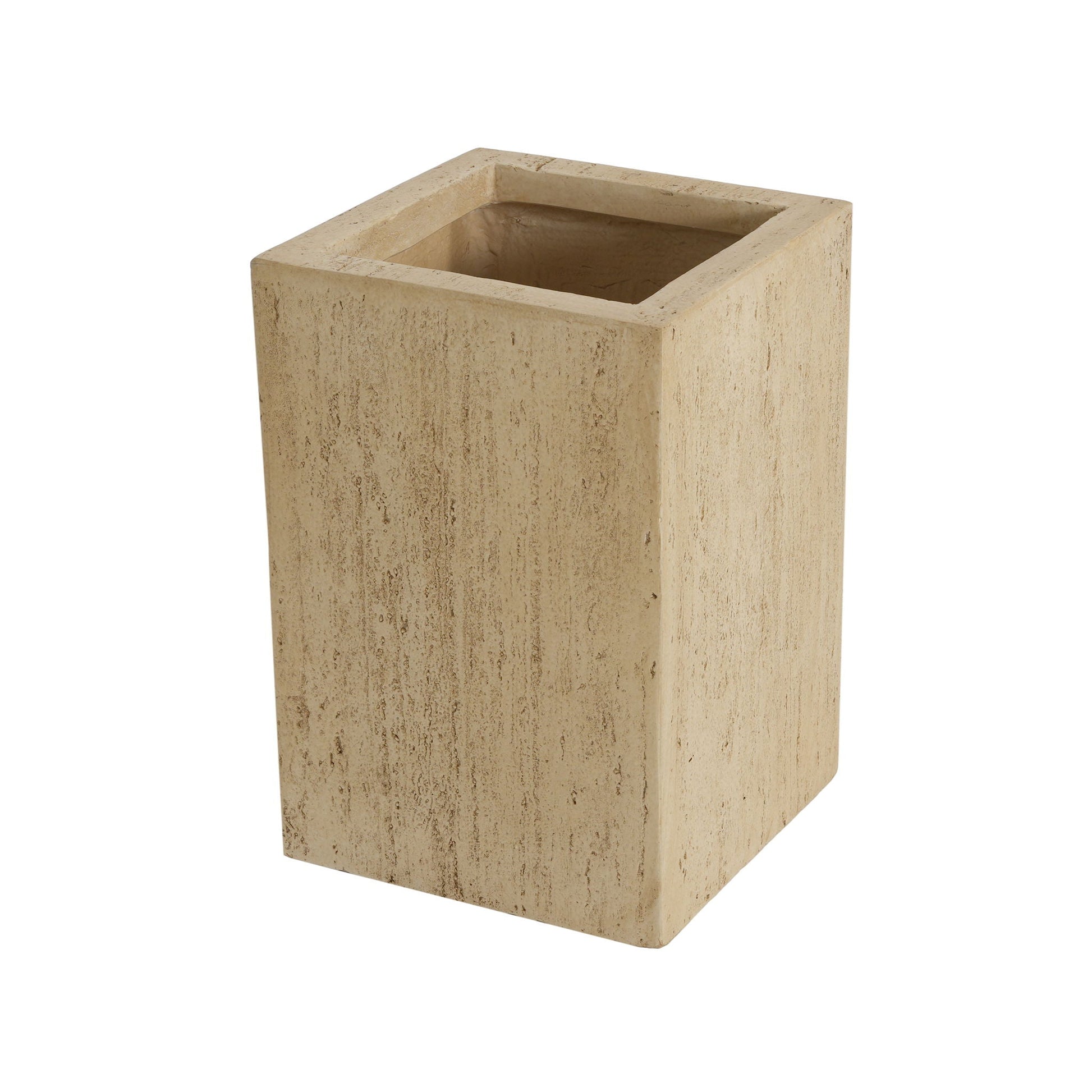 Beige rectangular planter on a white background