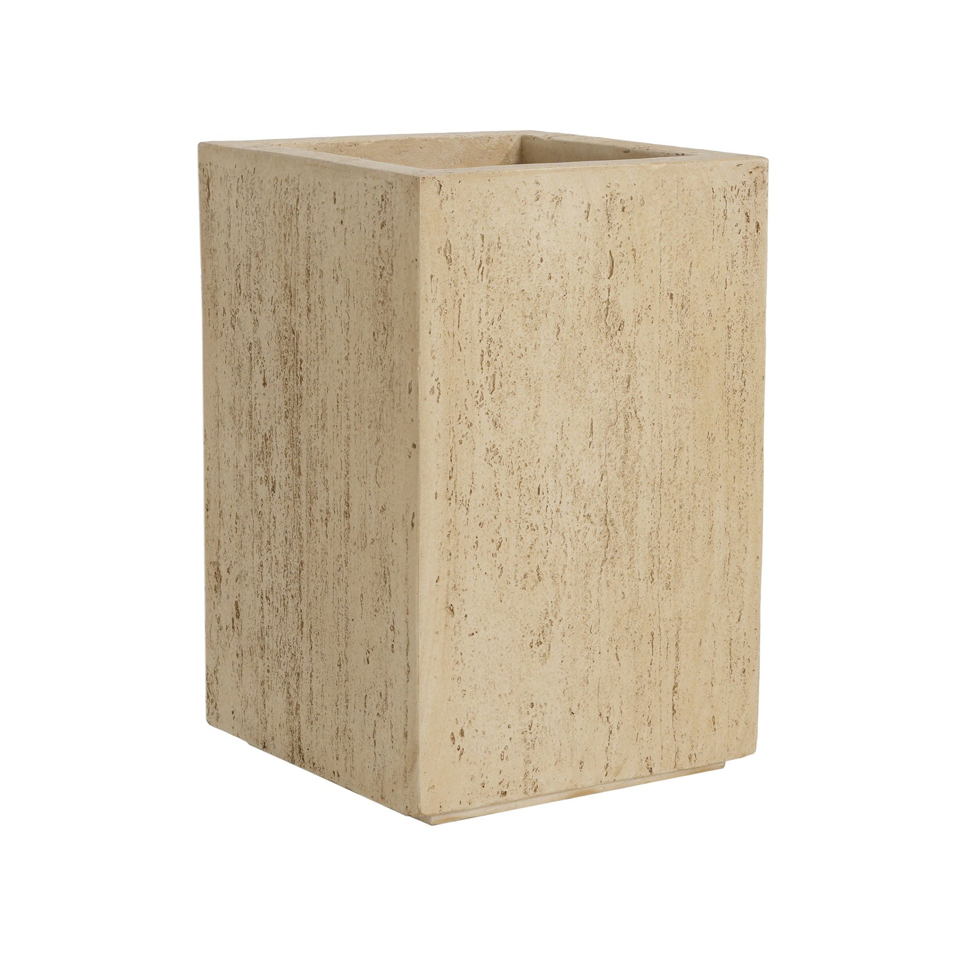 Beige rectangular planter on a white background