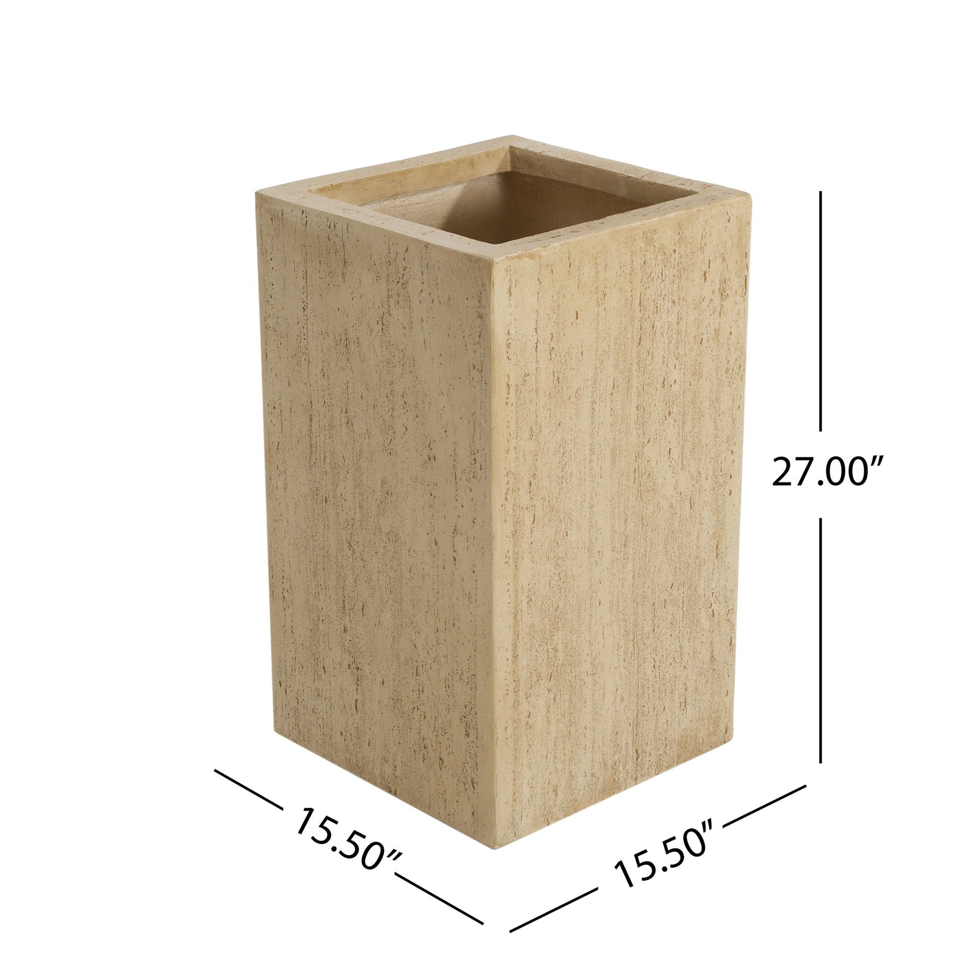 Rectangular planter with dimensions on a white background