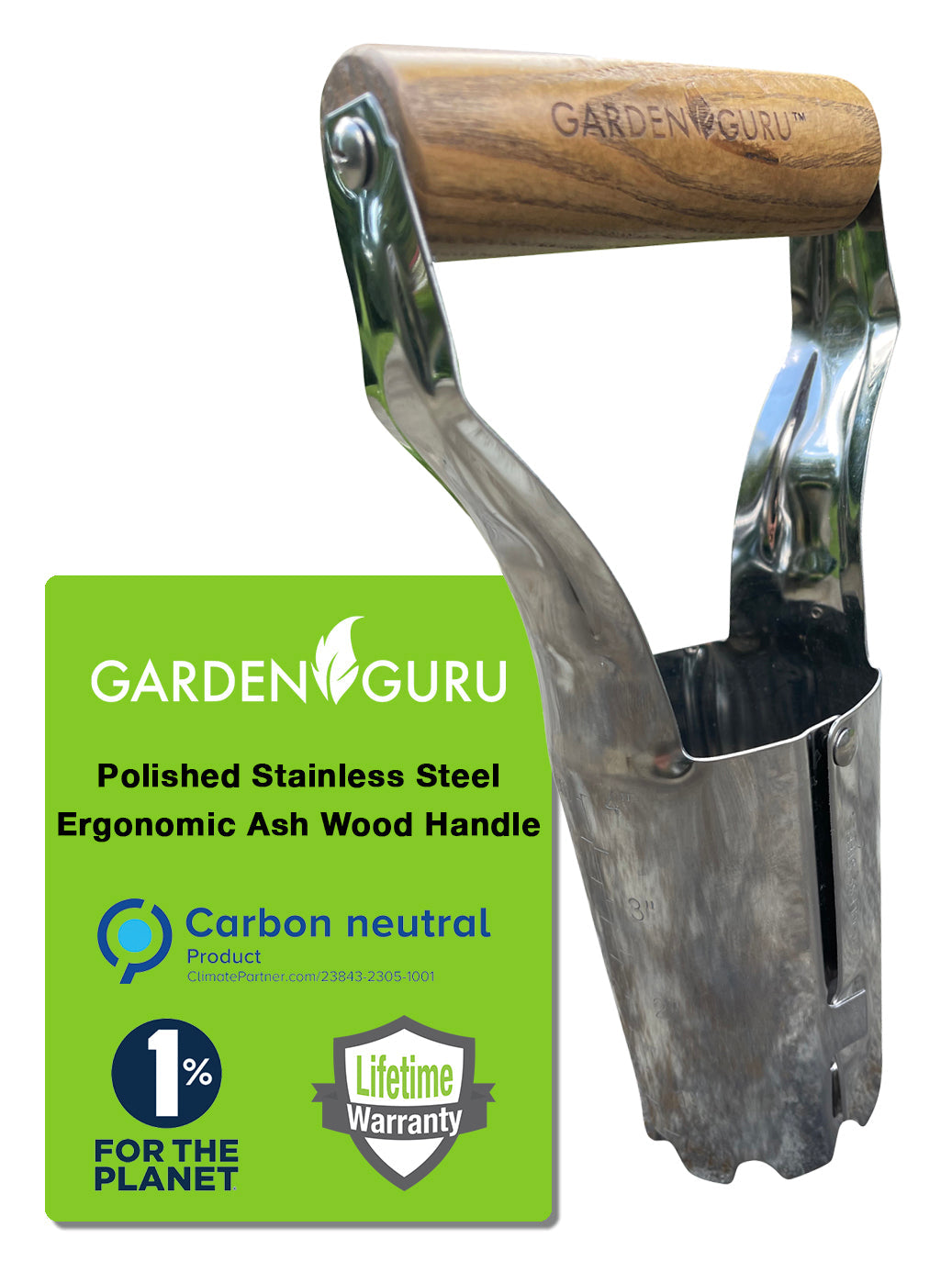 carbon neutral stainless steel ergonomic ash wood handle