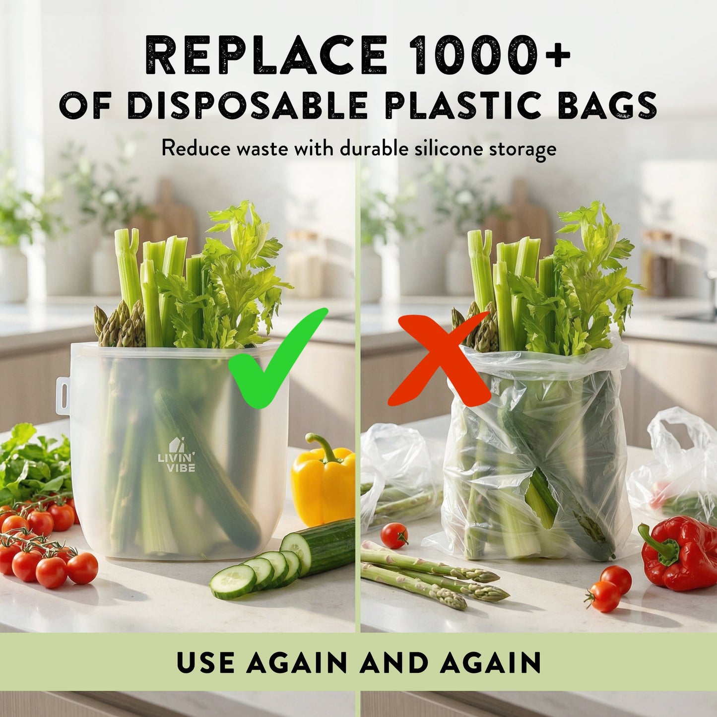 reusable silicone food storage bags set of 4 multicolor leakproof
    •    BPA free silicone bags for food freezer microwave safe
    •    eco friendly reusable food bags different sizes meal prep storage
    •    silicone storage bags oven safe dishwasher safe kitchen swap
    •    reusable sandwich bags alternative plastic bags low tox kitchen