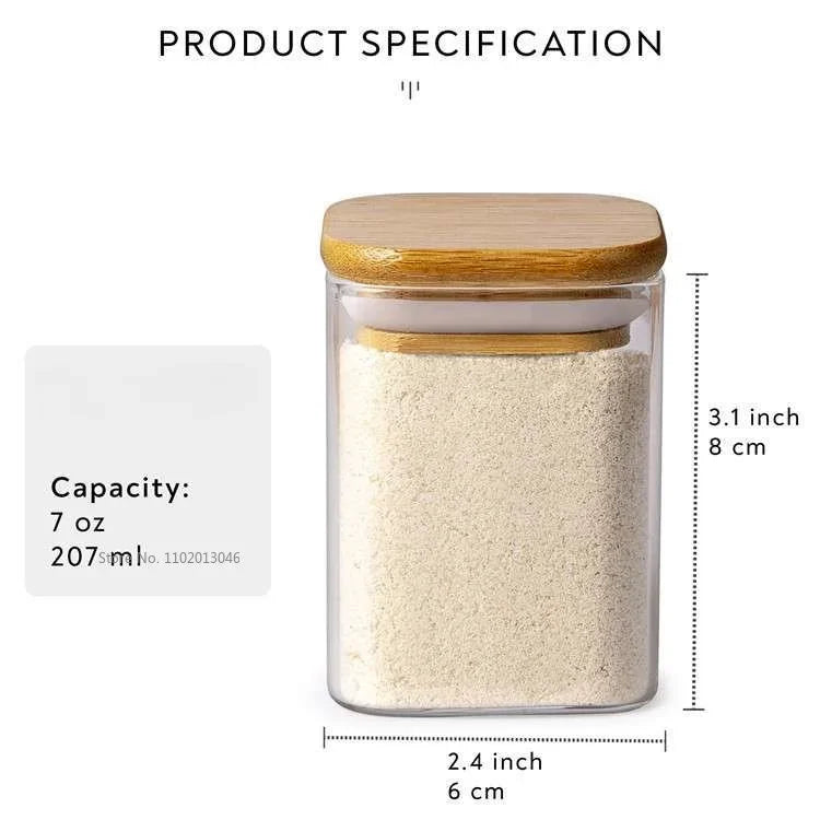glass spice jar with bamboo lid airtight 7 oz pantry storage
	•	minimalist spice jar glass container with wooden lid
	•	non toxic spice storage jar plastic free kitchen organization
	•	small glass jar for spices with bamboo lid 3.2 inch
	•	aesthetic pantry spice jars clean organized kitchen
