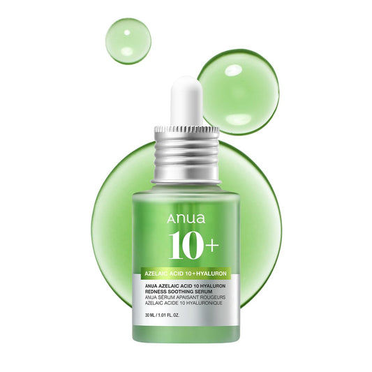 Anua Azelaic Acid 10% Redness Soothing Serum bottle with hyaluronic acid, 30ml clean skincare treatment for sensitive skin