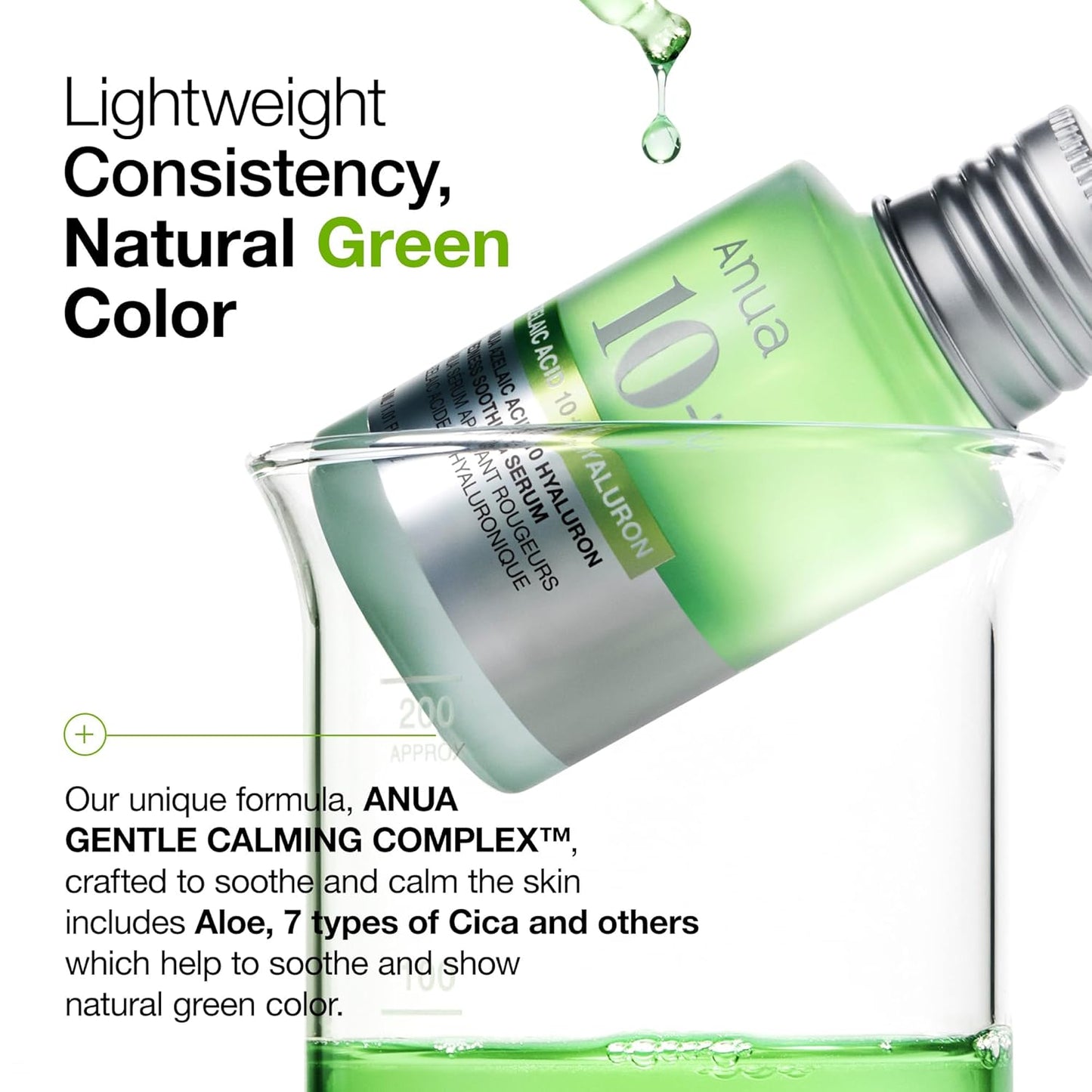 Anua Azelaic Acid 10% Redness Soothing Serum bottle with hyaluronic acid, 30ml clean skincare treatment for sensitive skin