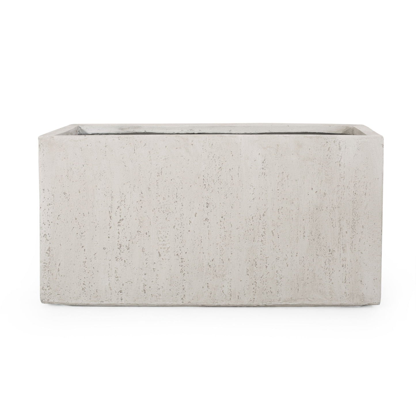 Rectangular beige planter box on a white background