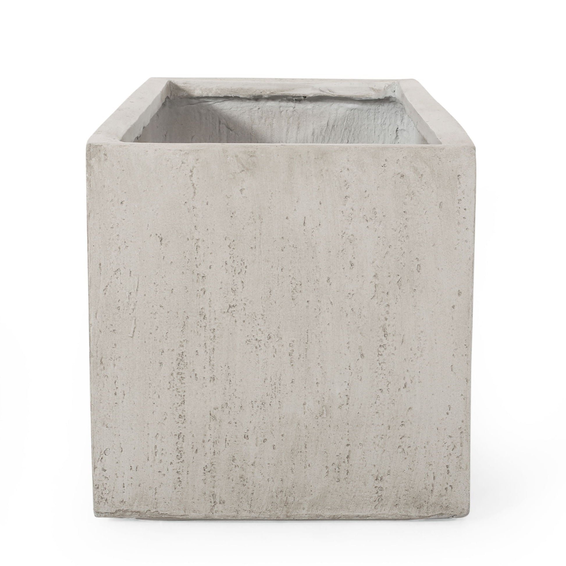 Square concrete planter on a white background
