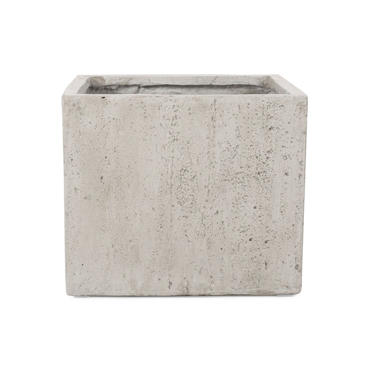 Square concrete planter on a white background