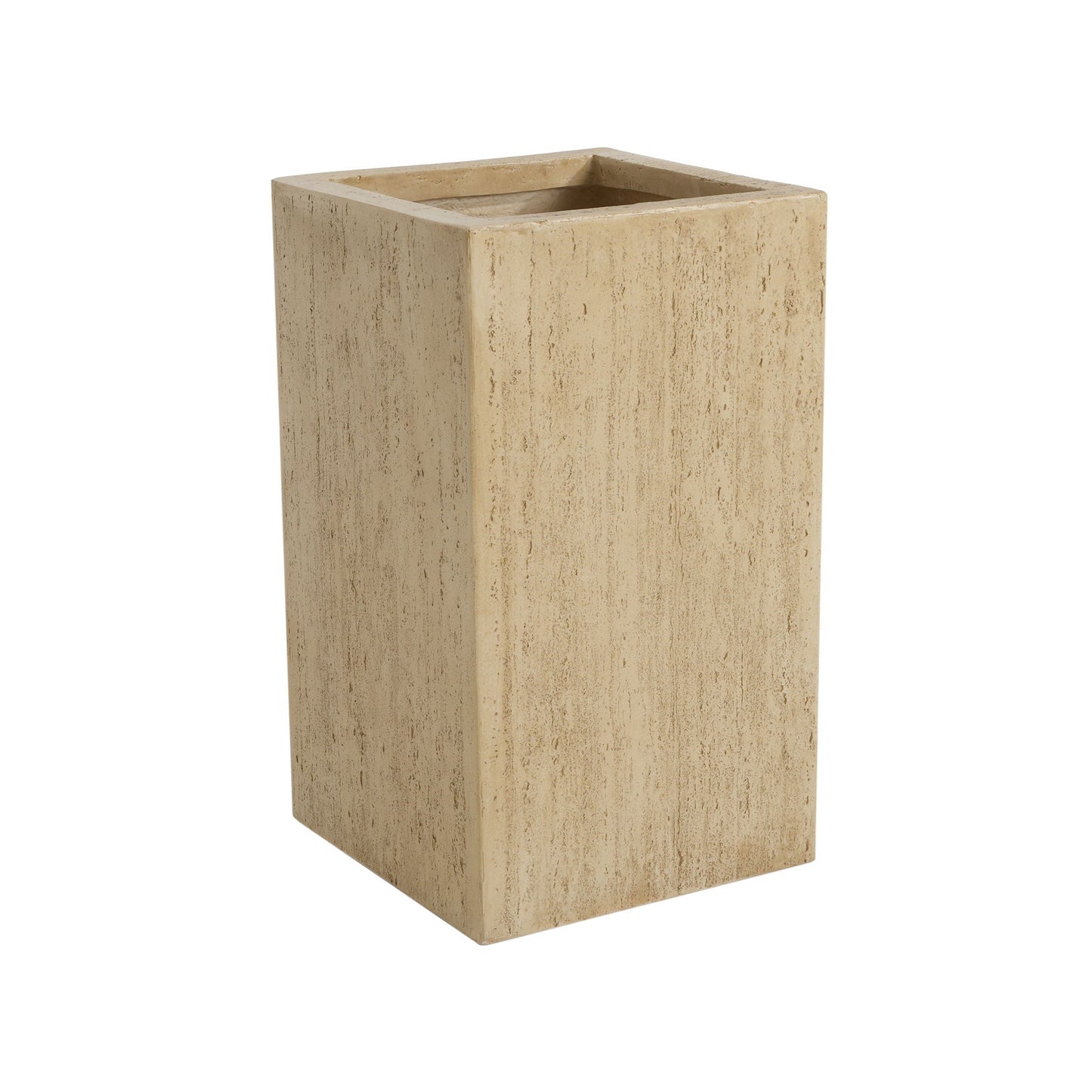 Beige rectangular planter on a white background