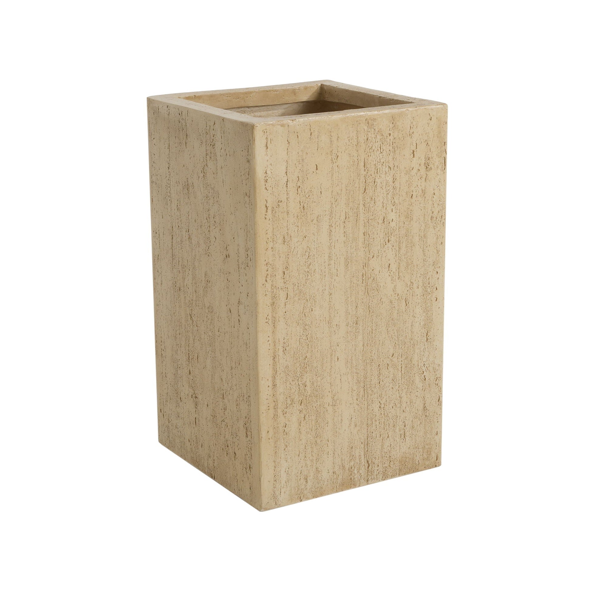 Beige rectangular planter on a white background