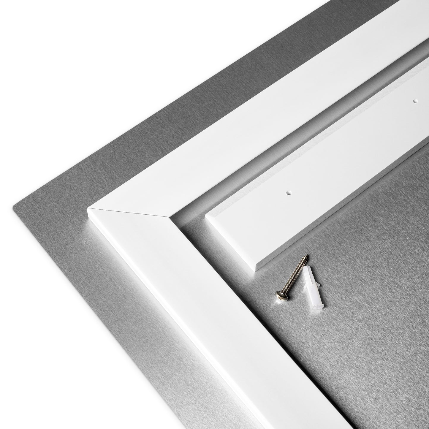 the back of an aluminum frame for wall art